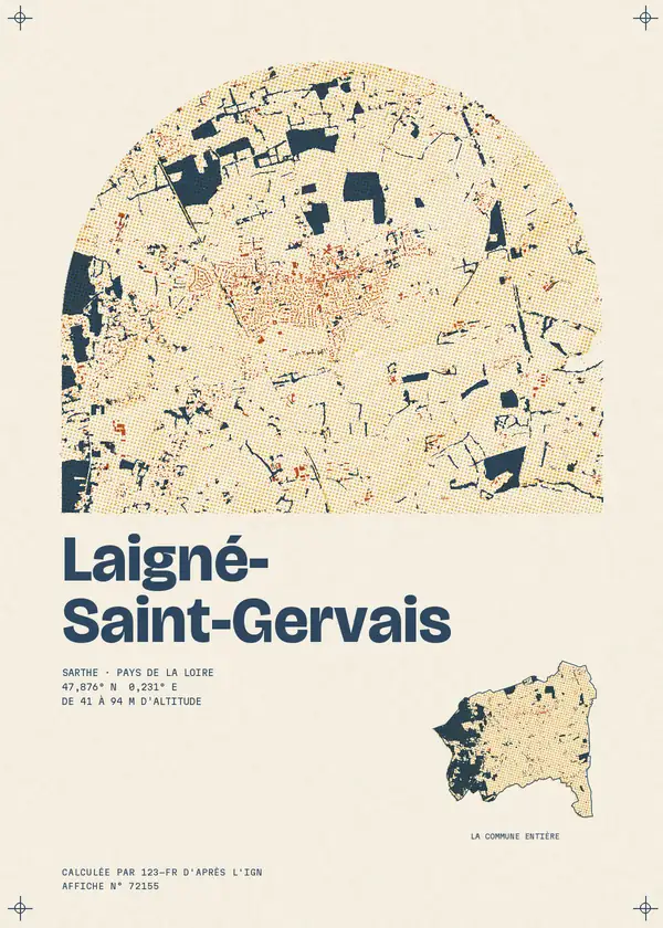 Affiche de Laigné-Saint-Gervais, calculée par 123-fr d'après l'IGN