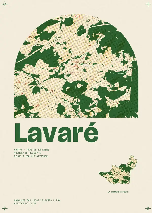 Affiche de Lavaré, calculée par 123-fr d'après l'IGN