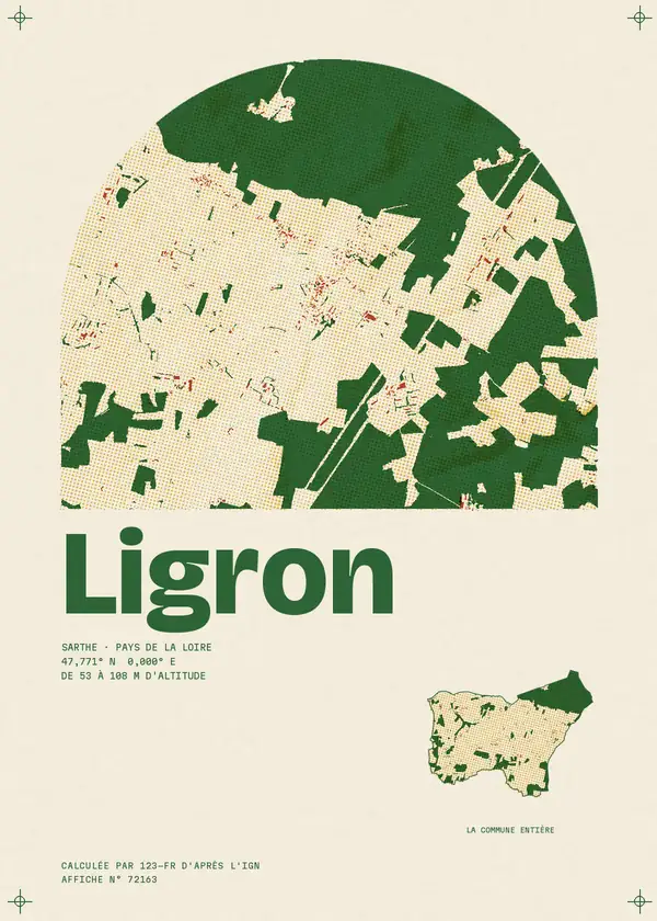Affiche de Ligron, calculée par 123-fr d'après l'IGN