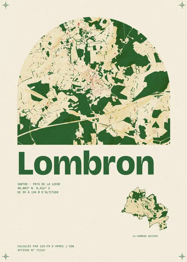 Affiche de Lombron, calculée par 123-fr d'après l'IGN