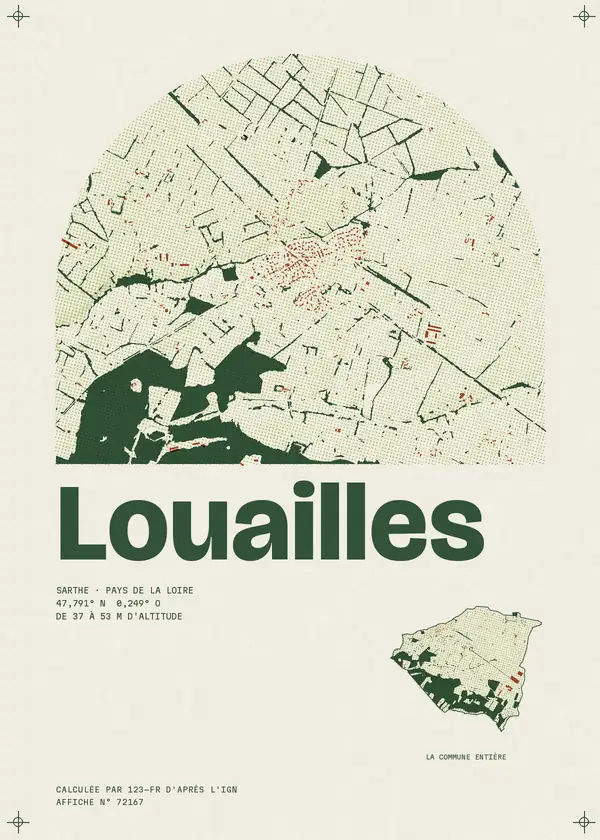 Affiche de Louailles, calculée par 123-fr d'après l'IGN