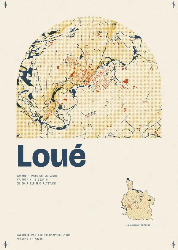 Affiche de Loué, calculée par 123-fr d'après l'IGN