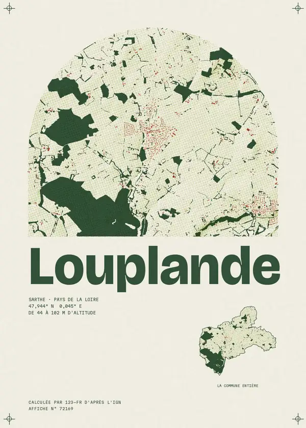 Affiche de Louplande, calculée par 123-fr d'après l'IGN