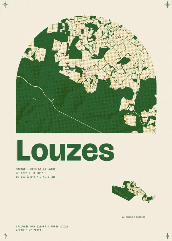 Affiche de Louzes, calculée par 123-fr d'après l'IGN