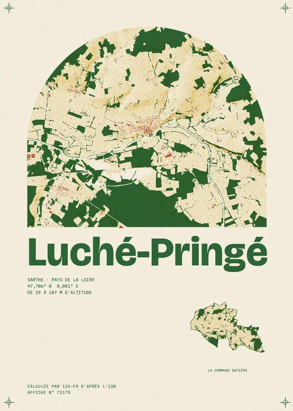 Affiche de Luché-Pringé, calculée par 123-fr d'après l'IGN