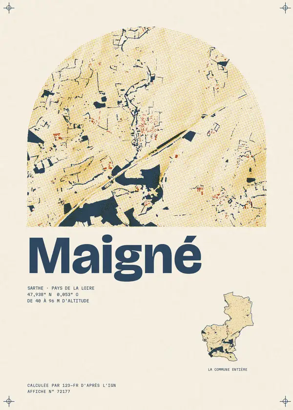 Affiche de Maigné, calculée par 123-fr d'après l'IGN