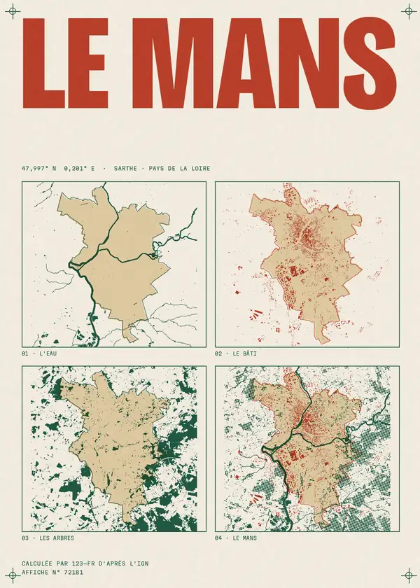 Affiche de Le Mans, calculée par 123-fr d'après l'IGN