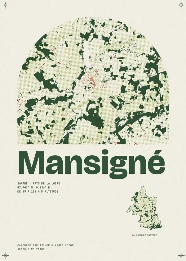 Affiche de Mansigné, calculée par 123-fr d'après l'IGN