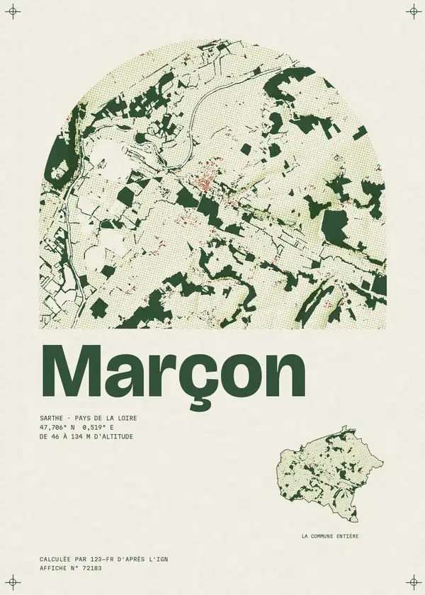 Affiche de Marçon, calculée par 123-fr d'après l'IGN