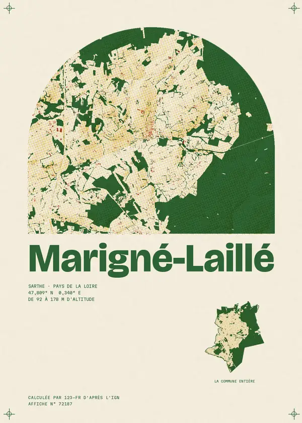Affiche de Marigné-Laillé, calculée par 123-fr d'après l'IGN