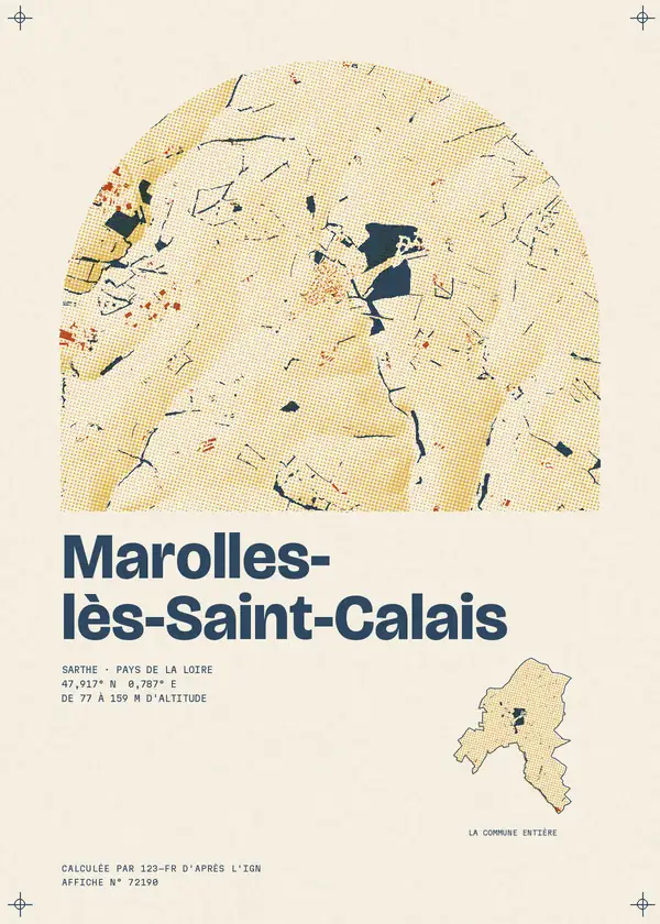 Affiche de Marolles-lès-Saint-Calais, calculée par 123-fr d'après l'IGN