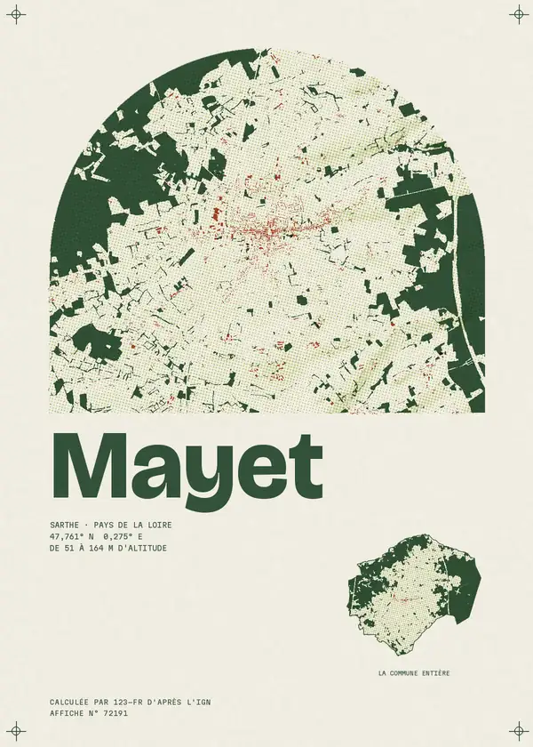 Affiche de Mayet, calculée par 123-fr d'après l'IGN