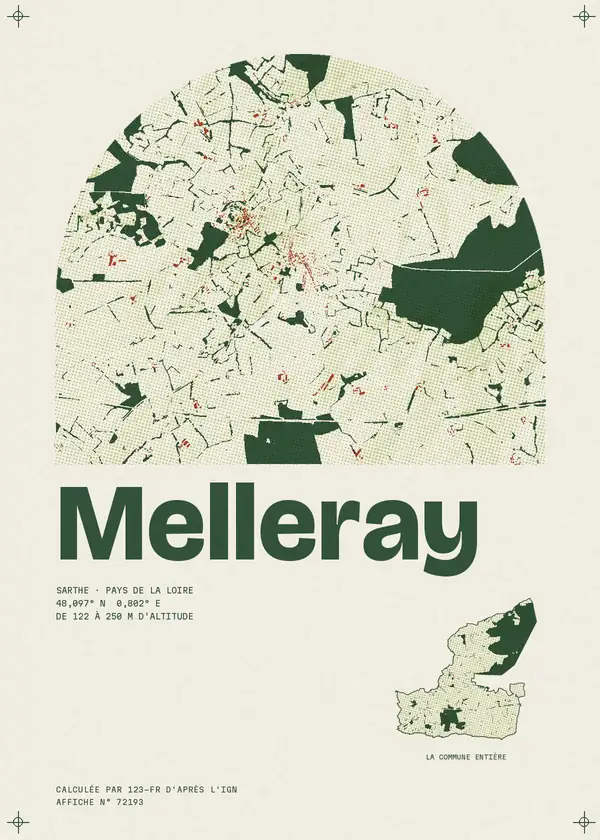 Affiche de Melleray, calculée par 123-fr d'après l'IGN