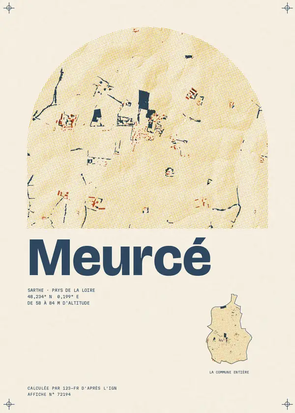 Affiche de Meurcé, calculée par 123-fr d'après l'IGN