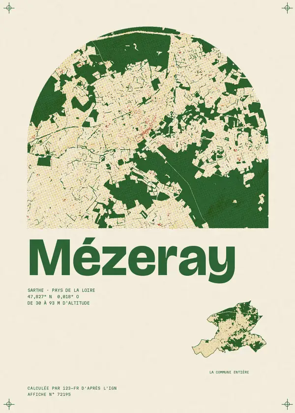 Affiche de Mézeray, calculée par 123-fr d'après l'IGN