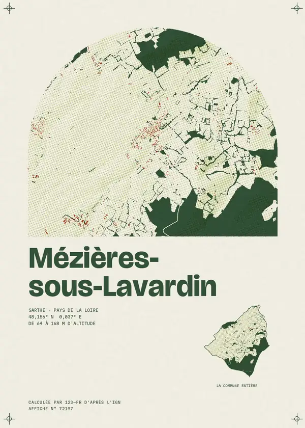 Affiche de Mézières-sous-Lavardin, calculée par 123-fr d'après l'IGN