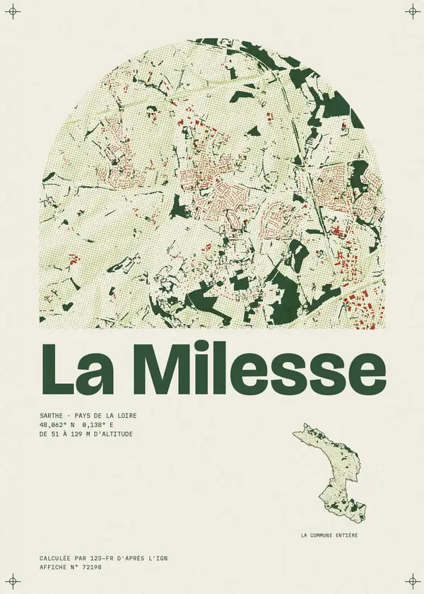 Affiche de La Milesse, calculée par 123-fr d'après l'IGN