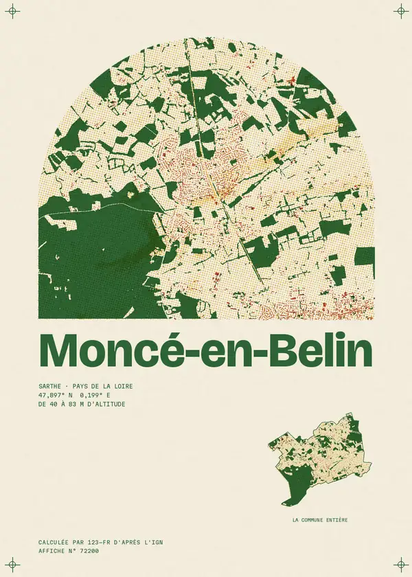 Affiche de Moncé-en-Belin, calculée par 123-fr d'après l'IGN