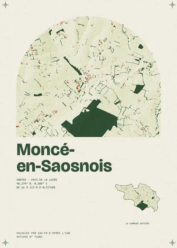 Affiche de Moncé-en-Saosnois, calculée par 123-fr d'après l'IGN