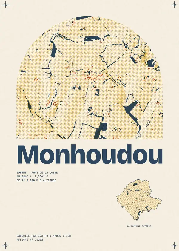 Affiche de Monhoudou, calculée par 123-fr d'après l'IGN