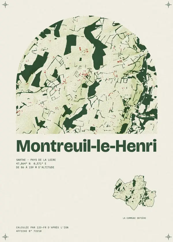 Affiche de Montreuil-le-Henri, calculée par 123-fr d'après l'IGN