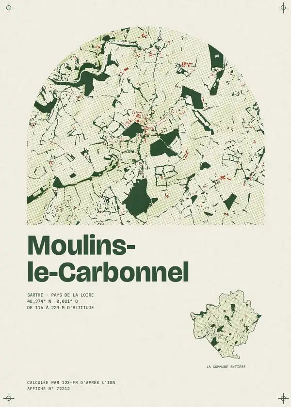 Affiche de Moulins-le-Carbonnel, calculée par 123-fr d'après l'IGN