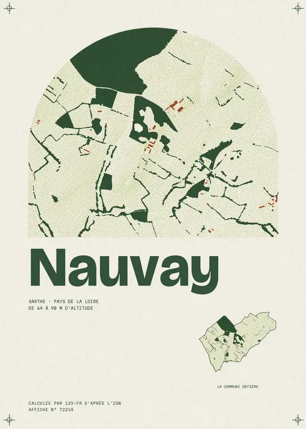 Affiche de Nauvay, calculée par 123-fr d'après l'IGN