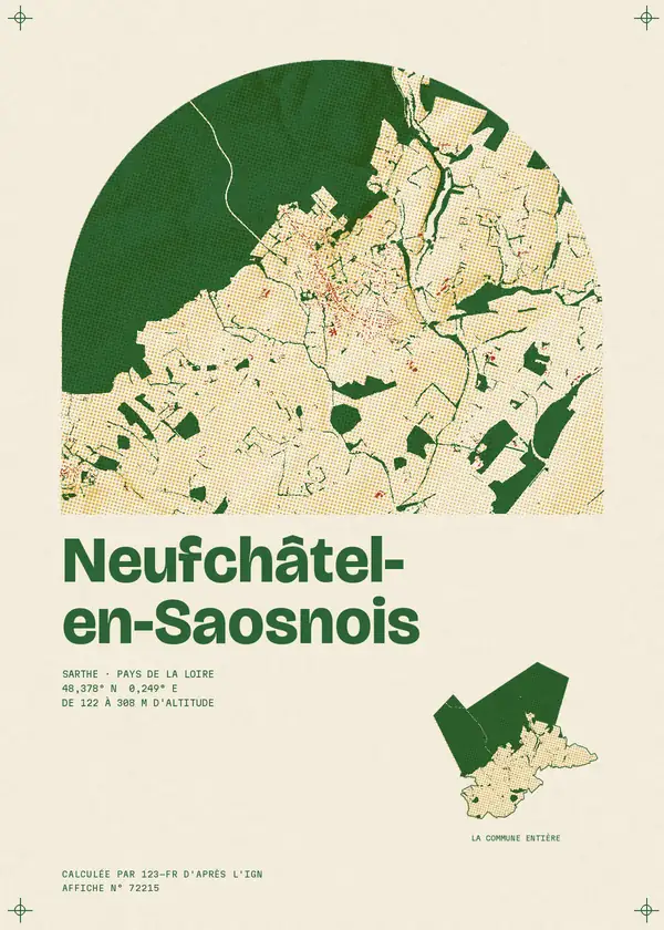 Affiche de Neufchâtel-en-Saosnois, calculée par 123-fr d'après l'IGN