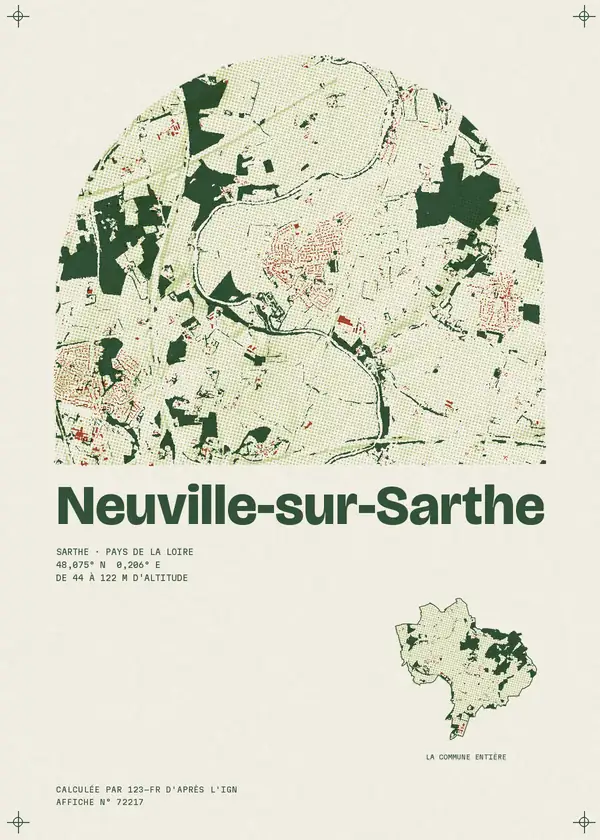 Affiche de Neuville-sur-Sarthe, calculée par 123-fr d'après l'IGN