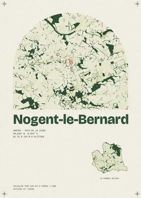 Affiche de Nogent-le-Bernard, calculée par 123-fr d'après l'IGN