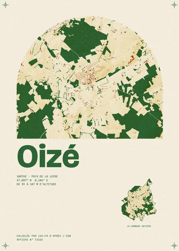 Affiche de Oizé, calculée par 123-fr d'après l'IGN