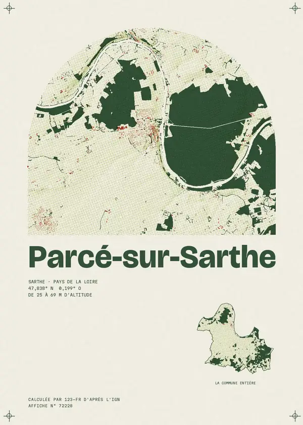 Affiche de Parcé-sur-Sarthe, calculée par 123-fr d'après l'IGN