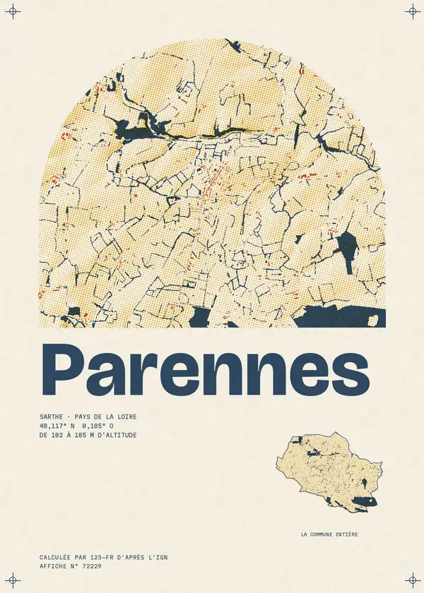 Affiche de Parennes, calculée par 123-fr d'après l'IGN