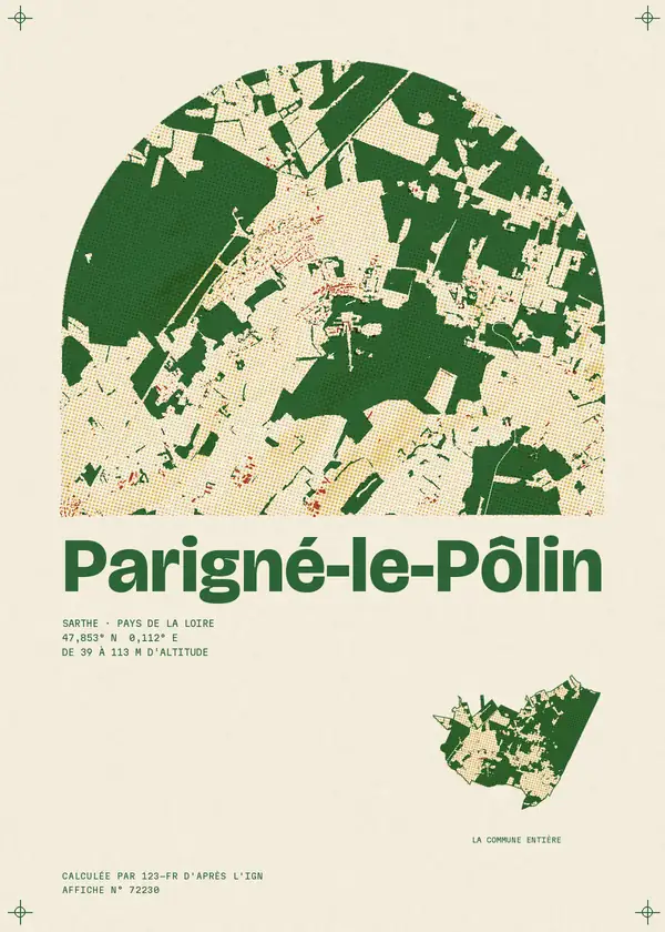 Affiche de Parigné-le-Pôlin, calculée par 123-fr d'après l'IGN