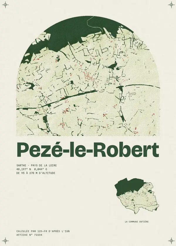 Affiche de Pezé-le-Robert, calculée par 123-fr d'après l'IGN