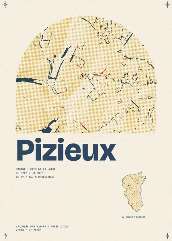Affiche de Pizieux, calculée par 123-fr d'après l'IGN