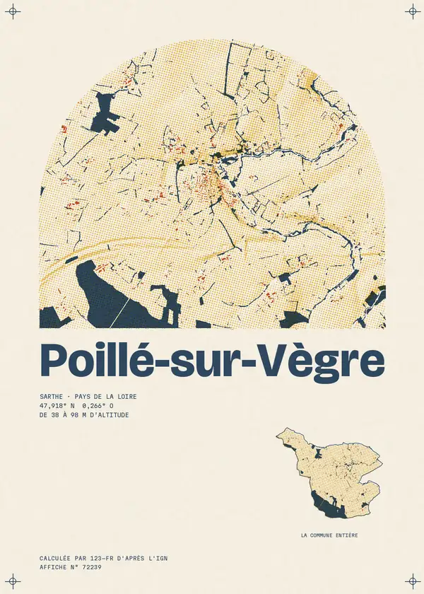Affiche de Poillé-sur-Vègre, calculée par 123-fr d'après l'IGN