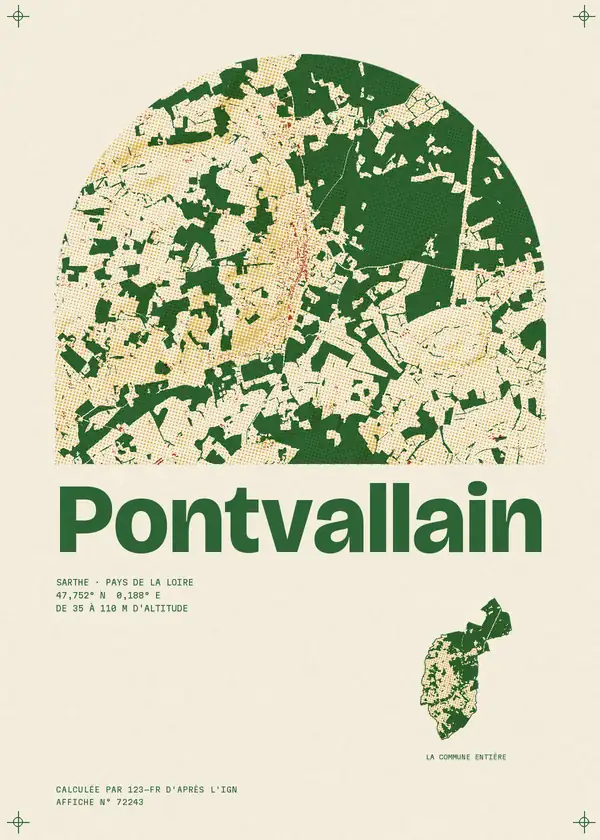 Affiche de Pontvallain, calculée par 123-fr d'après l'IGN