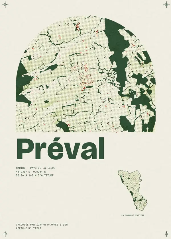 Affiche de Préval, calculée par 123-fr d'après l'IGN