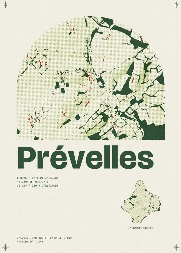 Affiche de Prévelles, calculée par 123-fr d'après l'IGN