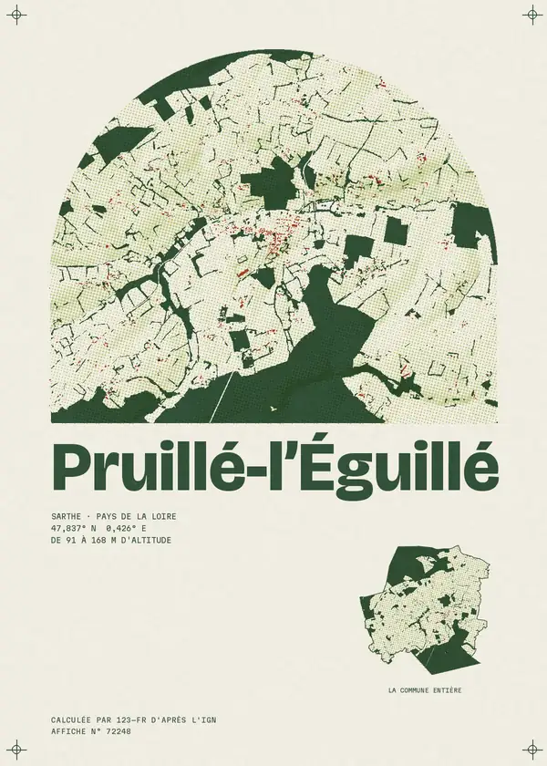 Affiche de Pruillé-l'Éguillé, calculée par 123-fr d'après l'IGN