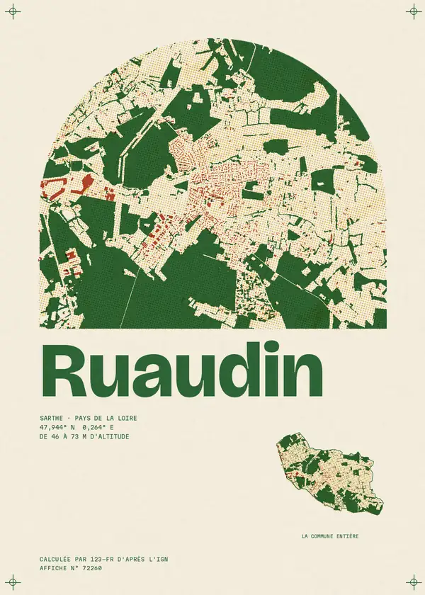 Affiche de Ruaudin, calculée par 123-fr d'après l'IGN