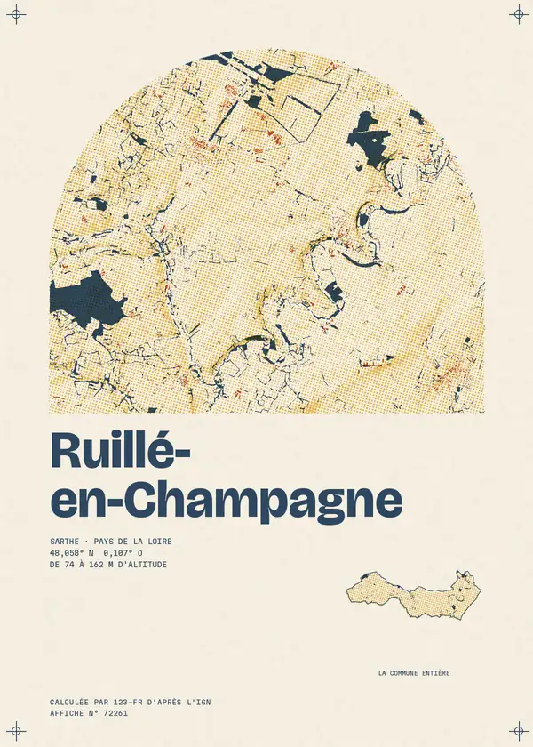 Affiche de Ruillé-en-Champagne, calculée par 123-fr d'après l'IGN