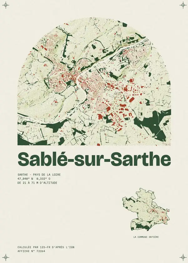 Affiche de Sablé-sur-Sarthe, calculée par 123-fr d'après l'IGN