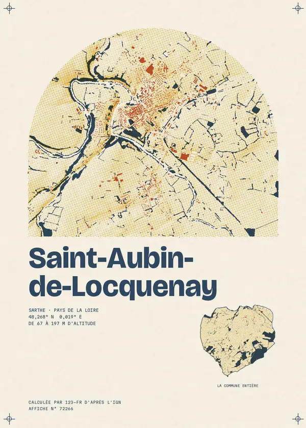 Affiche de Saint-Aubin-de-Locquenay, calculée par 123-fr d'après l'IGN