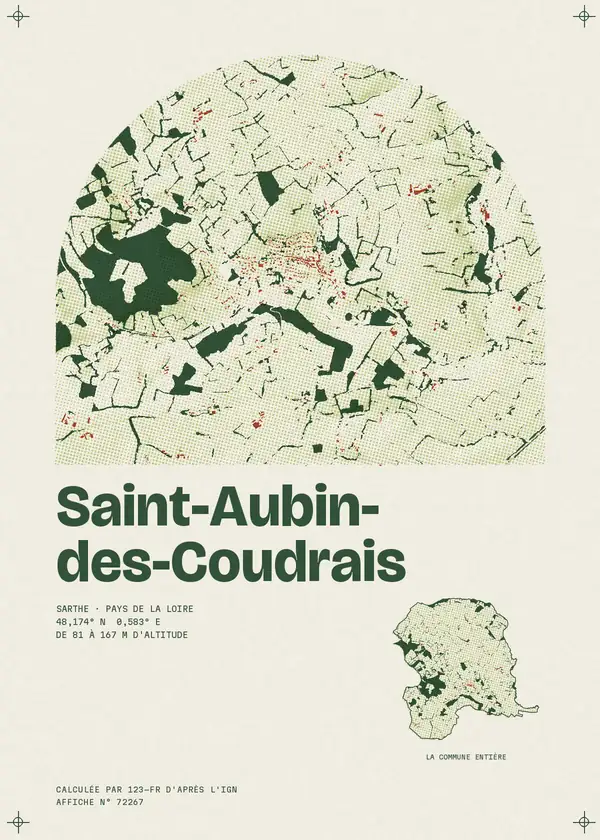 Affiche de Saint-Aubin-des-Coudrais, calculée par 123-fr d'après l'IGN