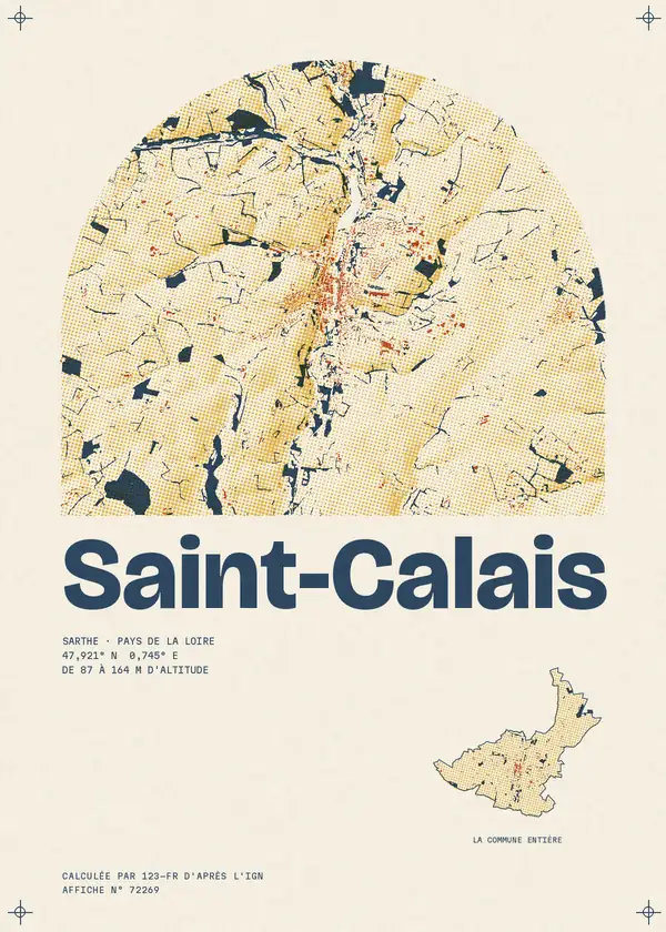 Affiche de Saint-Calais, calculée par 123-fr d'après l'IGN