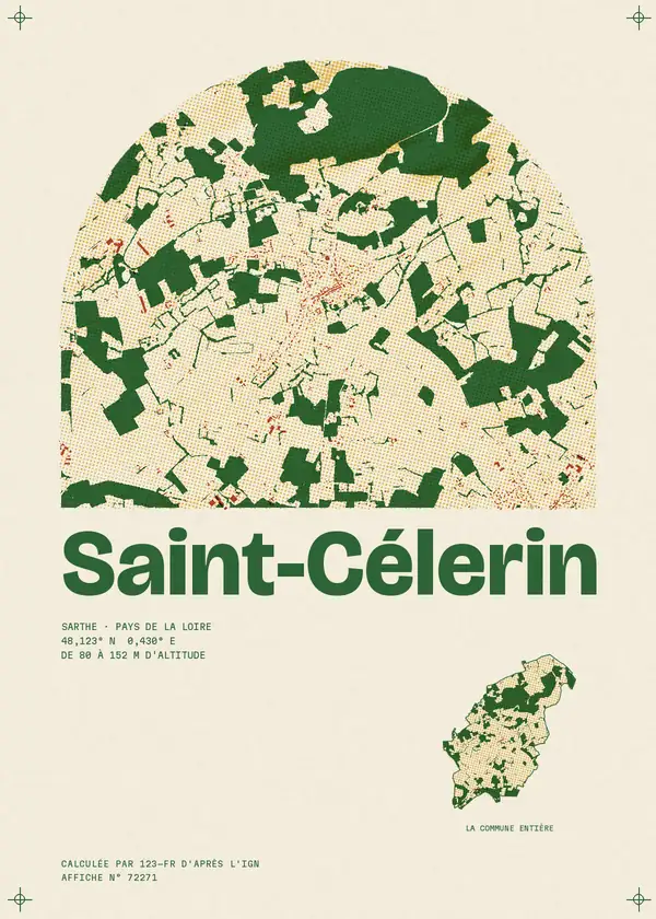 Affiche de Saint-Célerin, calculée par 123-fr d'après l'IGN