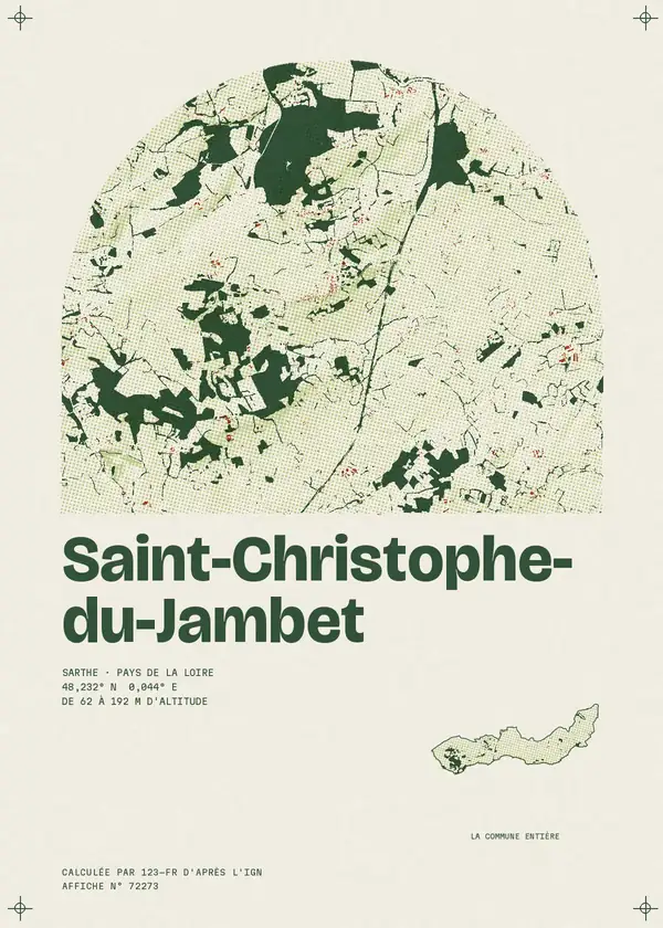 Affiche de Saint-Christophe-du-Jambet, calculée d'après l'IGN
