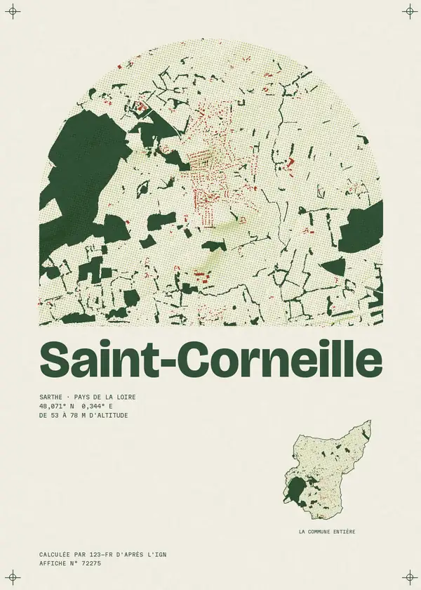Affiche de Saint-Corneille, calculée par 123-fr d'après l'IGN